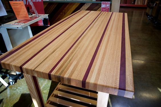 Custom Butcher-Block table with purpleheart inlay butcher-block-table-with-purpleheart-inlay